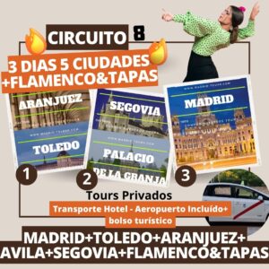 circuito 8 Madrid y privado Aranjuez Toledo Segovia Palacio la granja